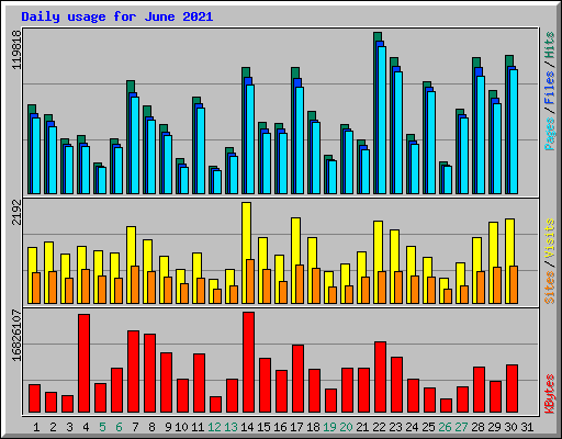 Daily usage for June 2021