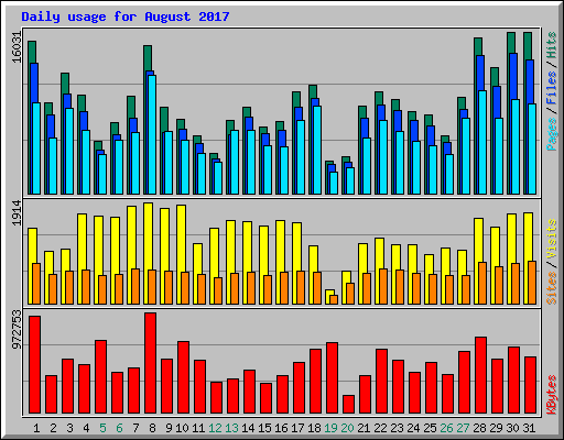 Daily usage for August 2017
