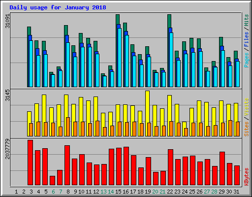 Daily usage for January 2018