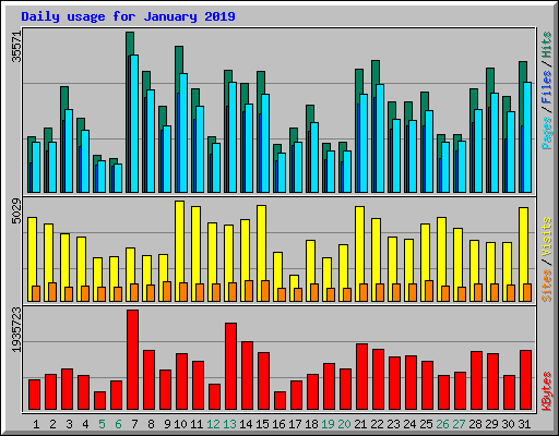 Daily usage for January 2019
