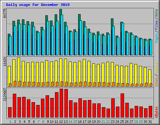 Daily usage for December 2019