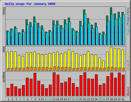 Daily usage for January 2020