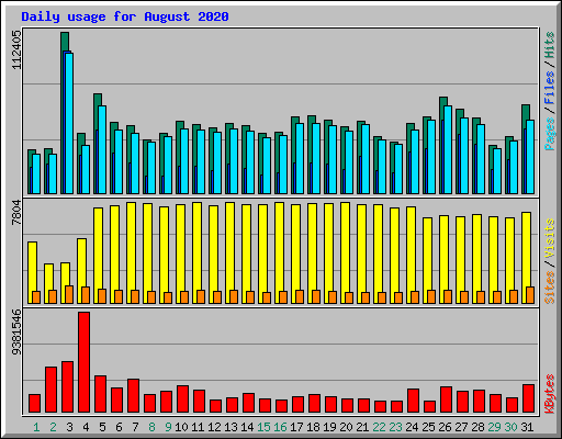 Daily usage for August 2020