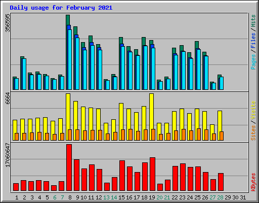 Daily usage for February 2021