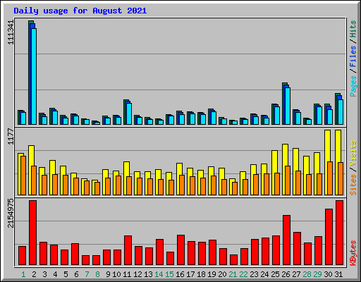 Daily usage for August 2021