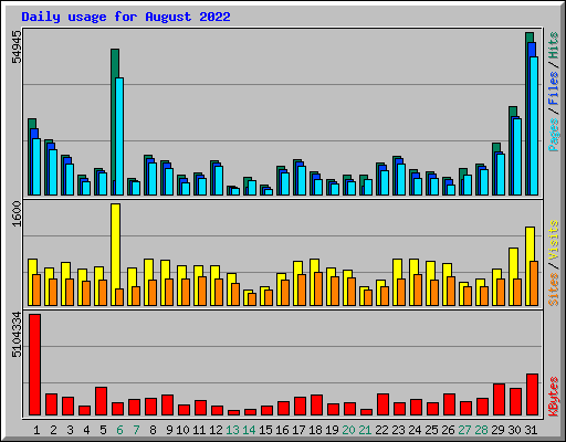 Daily usage for August 2022