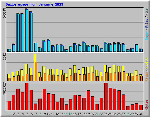 Daily usage for January 2023