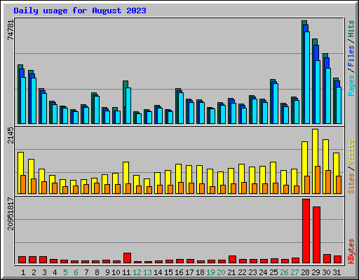 Daily usage for August 2023