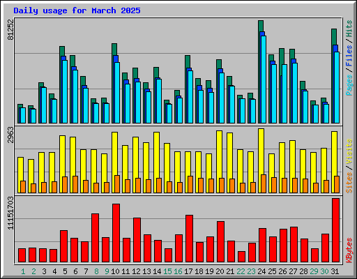Daily usage for March 2025