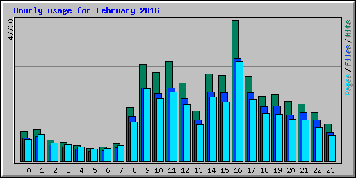 Hourly usage for February 2016
