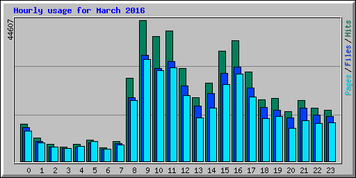 Hourly usage for March 2016