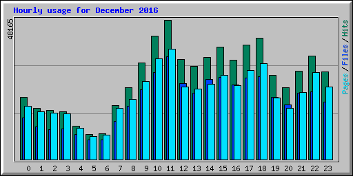 Hourly usage for December 2016