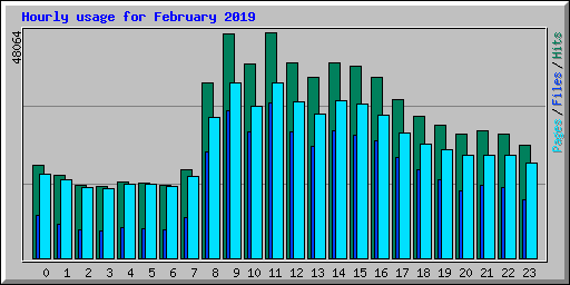 Hourly usage for February 2019