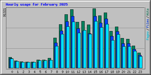 Hourly usage for February 2025